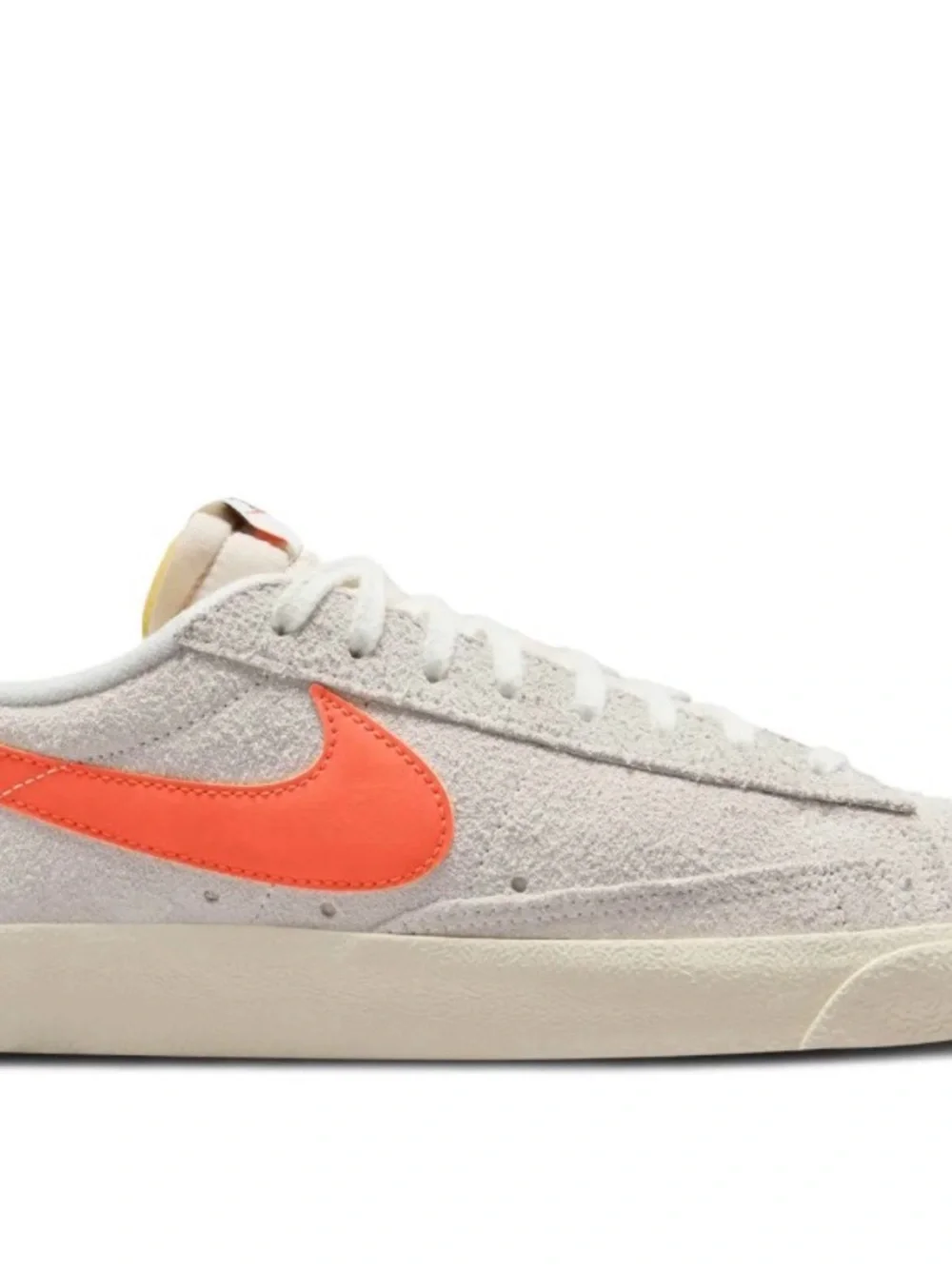 Nike Cream Suede Low-Top Sneaker with Orange Swoosh